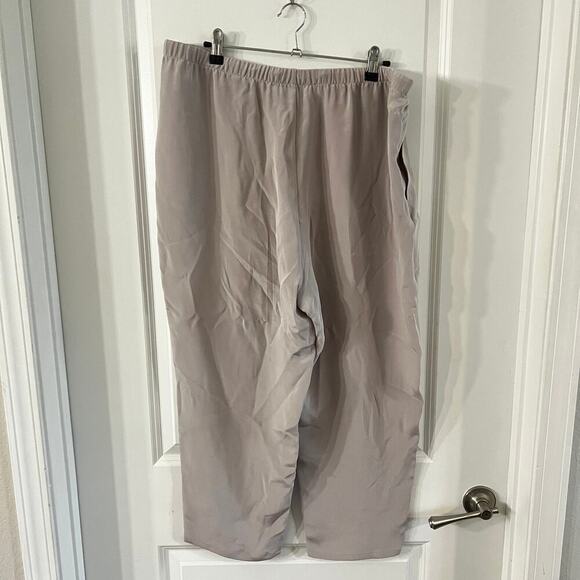 Eileen Fisher Silk Waist Tie Trouser Size Large Color Taupe - Picture 3 of 4